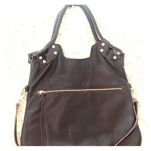 Leather bag- plum color, gold hardware